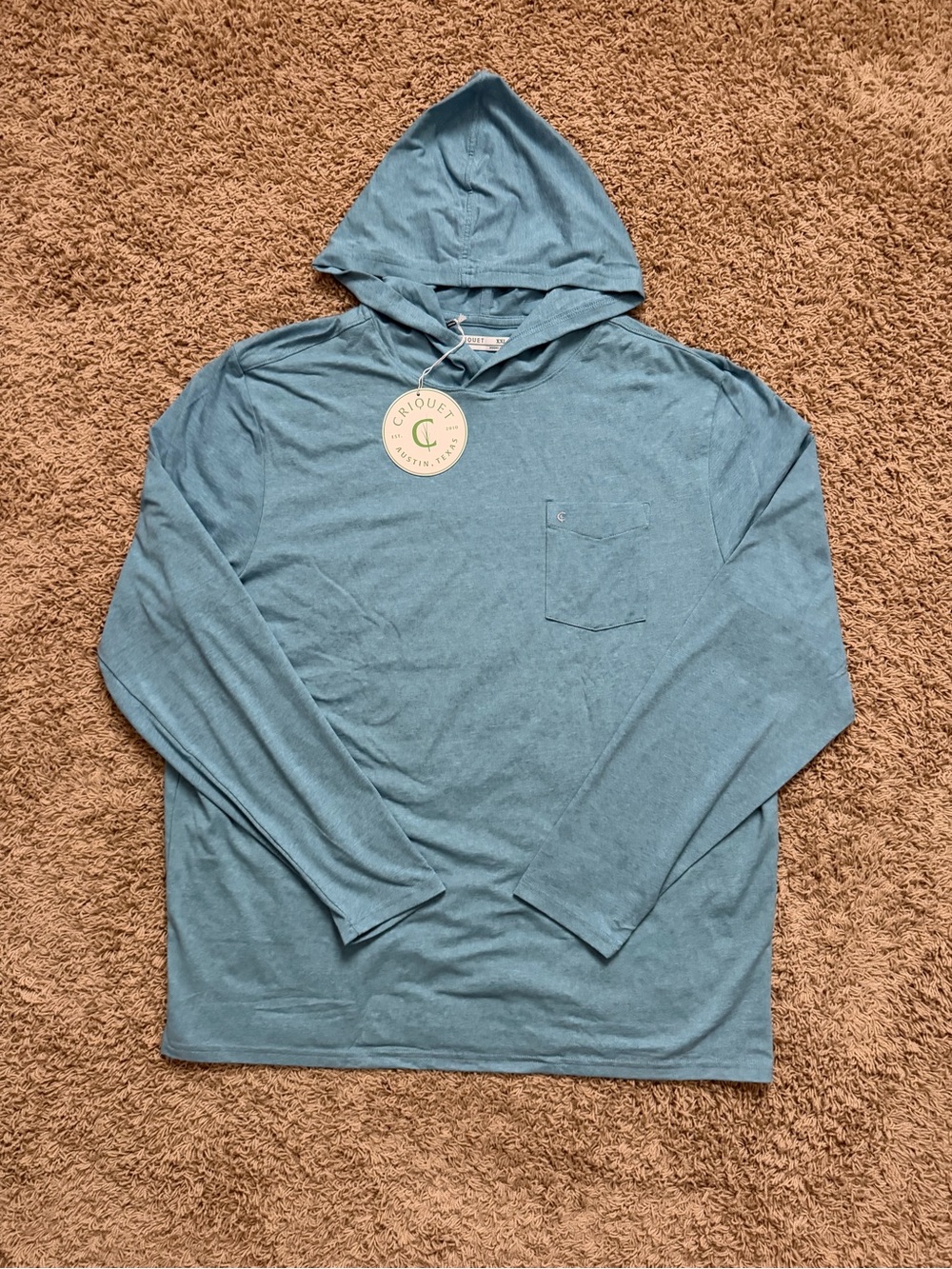 NEW Criquet Men's Sunday Performance Sport Hoodie Shirt Pullover Pocket Sz 2XL